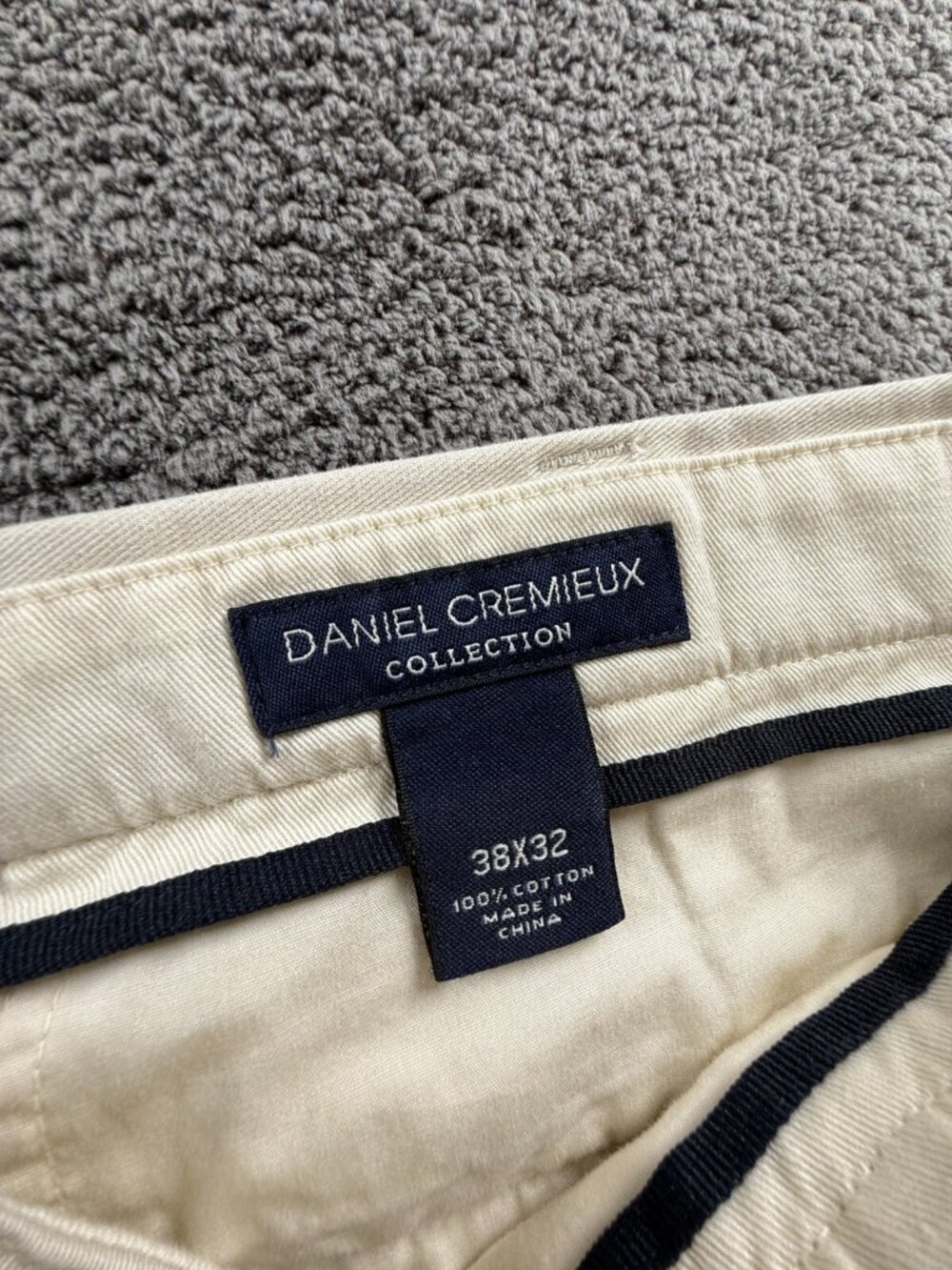 New Daniel Cremieux Paris Pants Men Beige Ivory Chino Cotton 38x32 Pleated - Picture 10 of 14